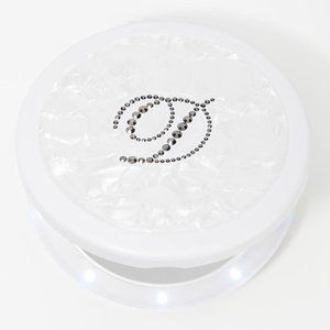 Shimmer Pearl Dual Magnifying Mirror w/ Crystal Initial  D